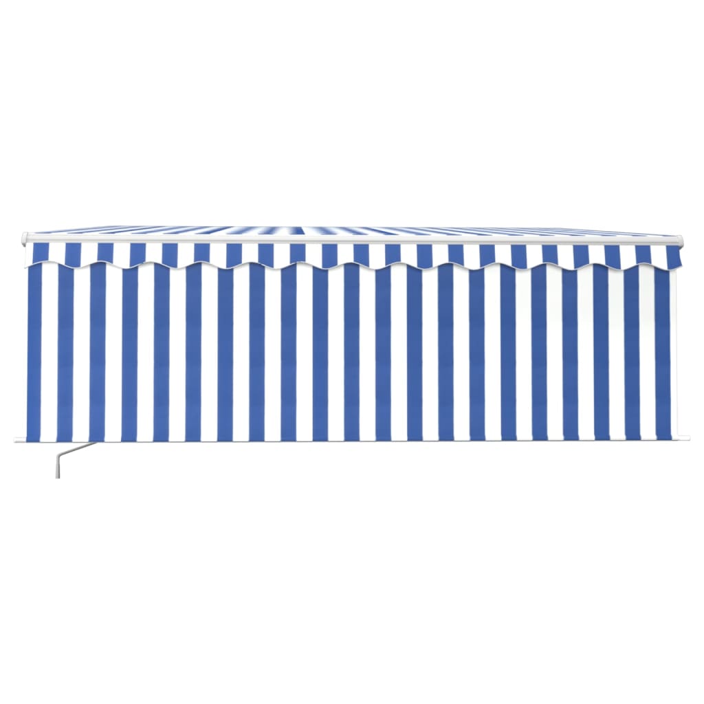Markise Manuell Einziehbar mit Rollo 4,5x3 m Blau & Weiß