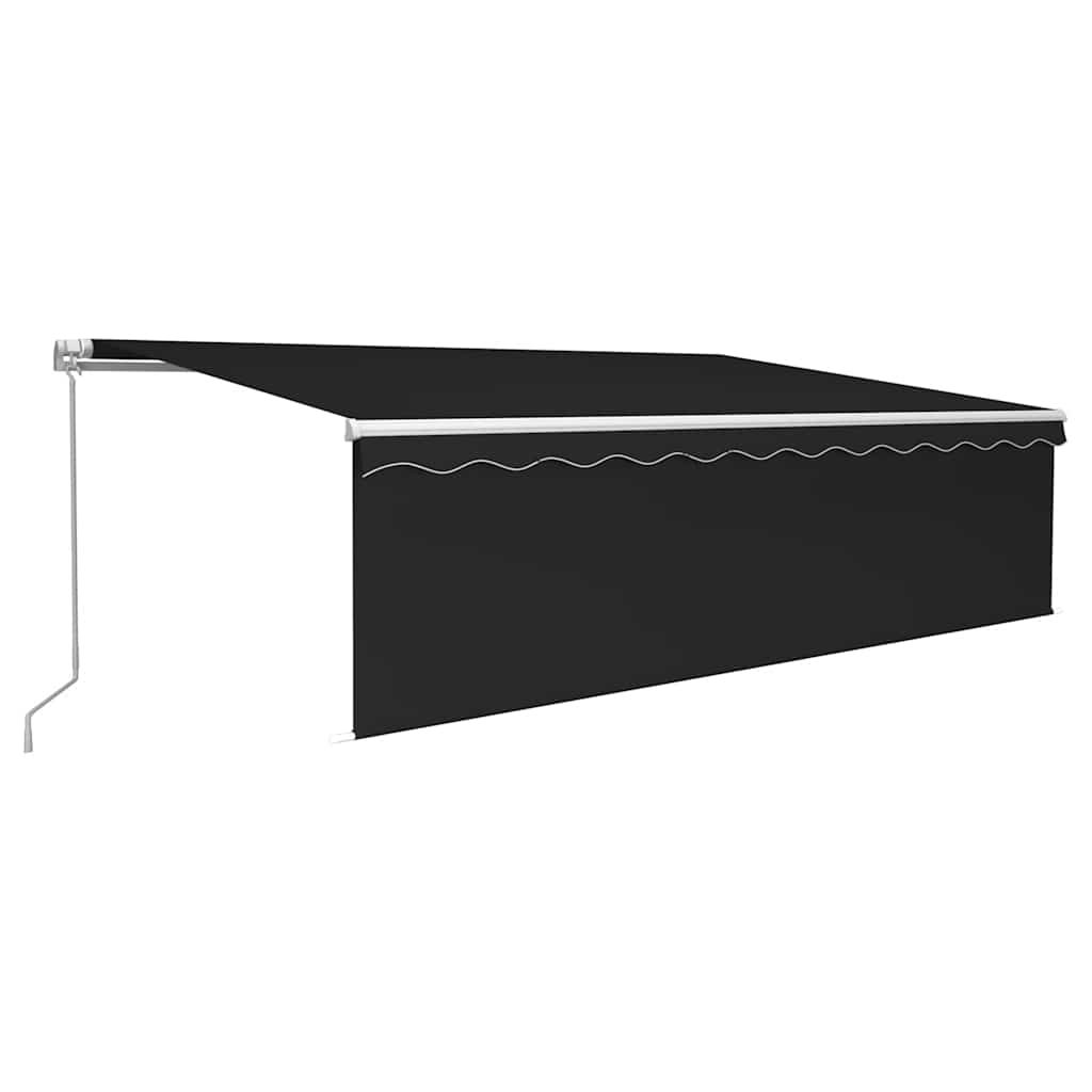 Markise Manuell Einziehbar mit Rollo & LED 5x3 m Anthrazit