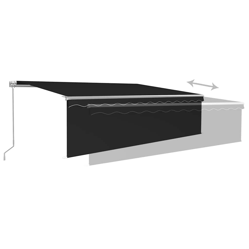 Markise Manuell Einziehbar mit Rollo & LED 5x3 m Anthrazit