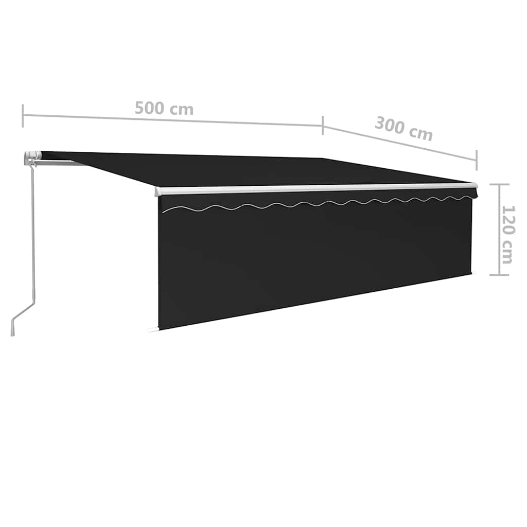 Markise Manuell Einziehbar mit Rollo & LED 5x3 m Anthrazit