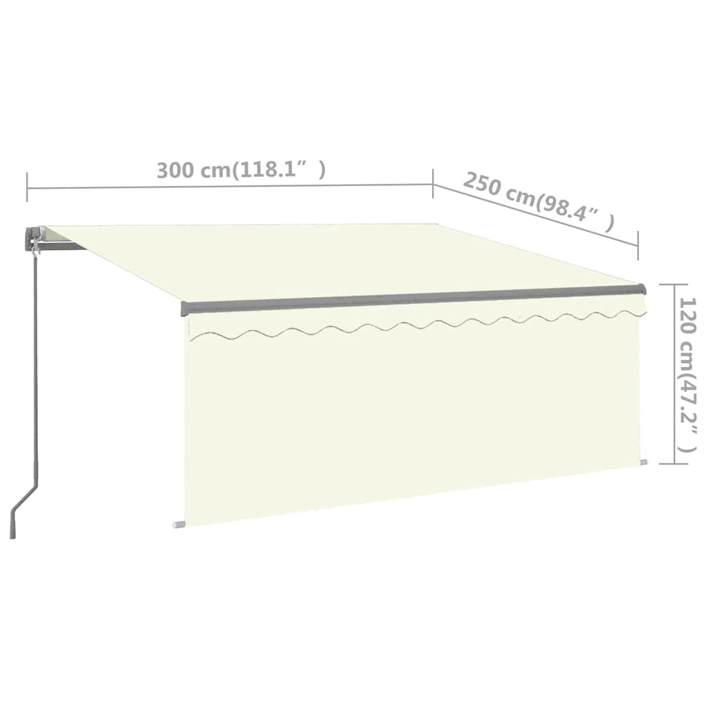 Markise Manuell Einziehbar mit Rollo 3x2,5 m Creme