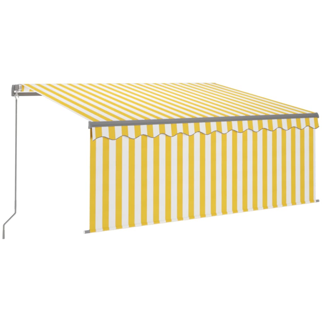 Markise Manuell Einziehbar mit Rollo 3x2,5 m Gelb & Weiß