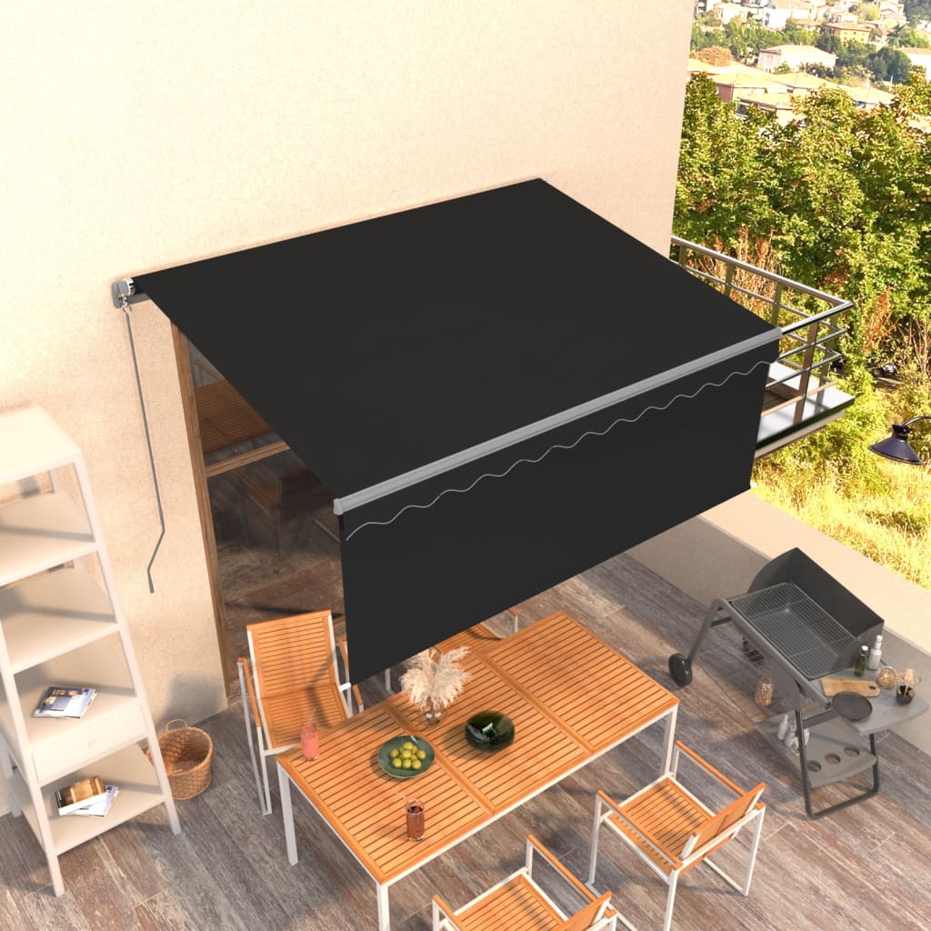 Markise Manuell Einziehbar mit Rollo 3x2,5 m Anthrazit