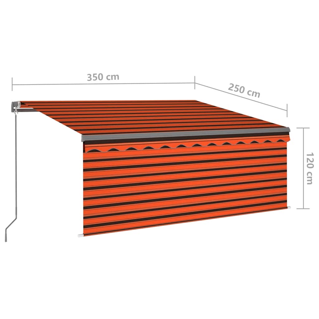 Markise Manuell Einziehbar mit Rollo 3,5x2,5 m Orange & Braun