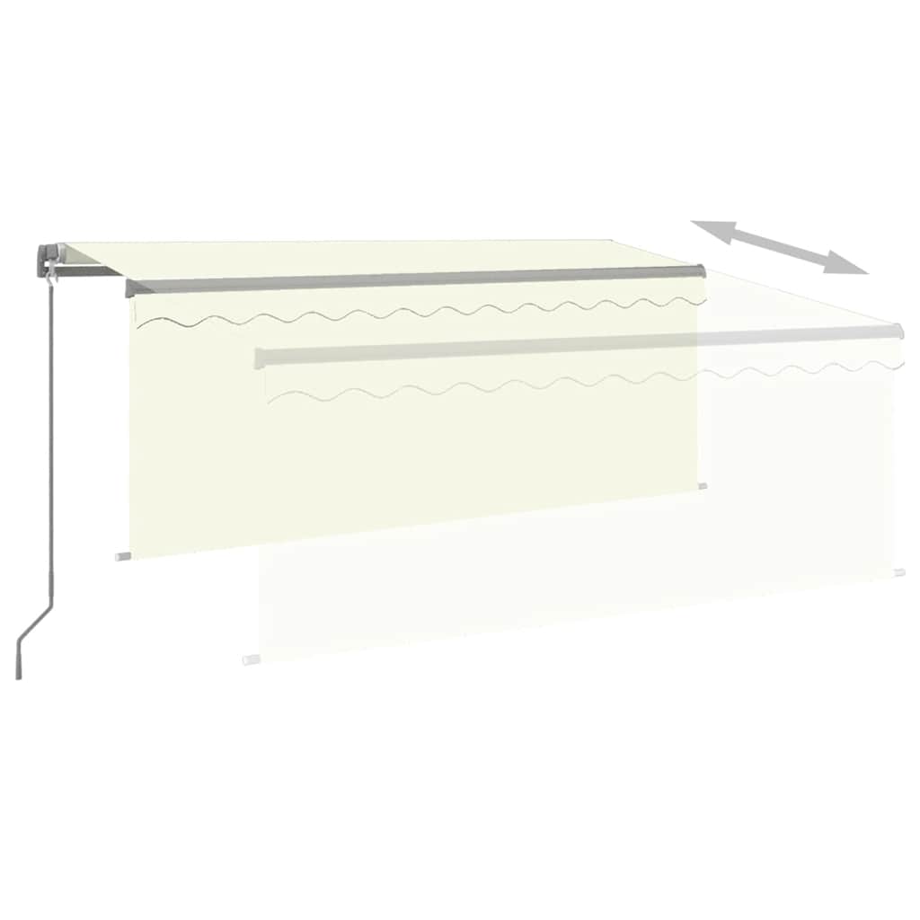 Markise Manuell Einziehbar mit Rollo LED 3,5x2,5 m Creme