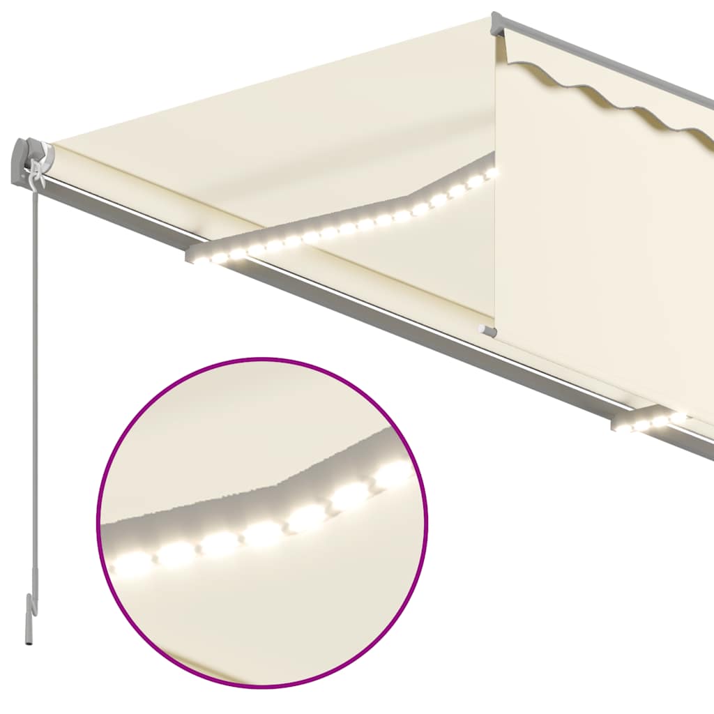 Markise Manuell Einziehbar mit Rollo LED 3,5x2,5 m Creme
