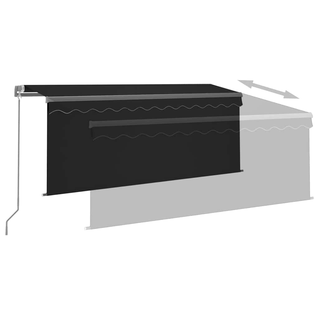 Markise Manuell Einziehbar mit Rollo & LED 3,5x2,5 m Anthrazit