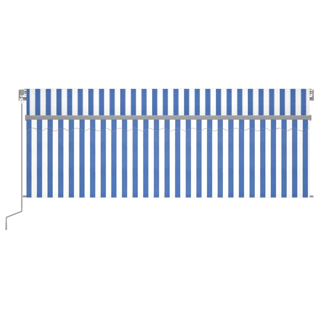 Markise Manuell Einziehbar mit Rollo LED 4,5x3m Blau & Weiß