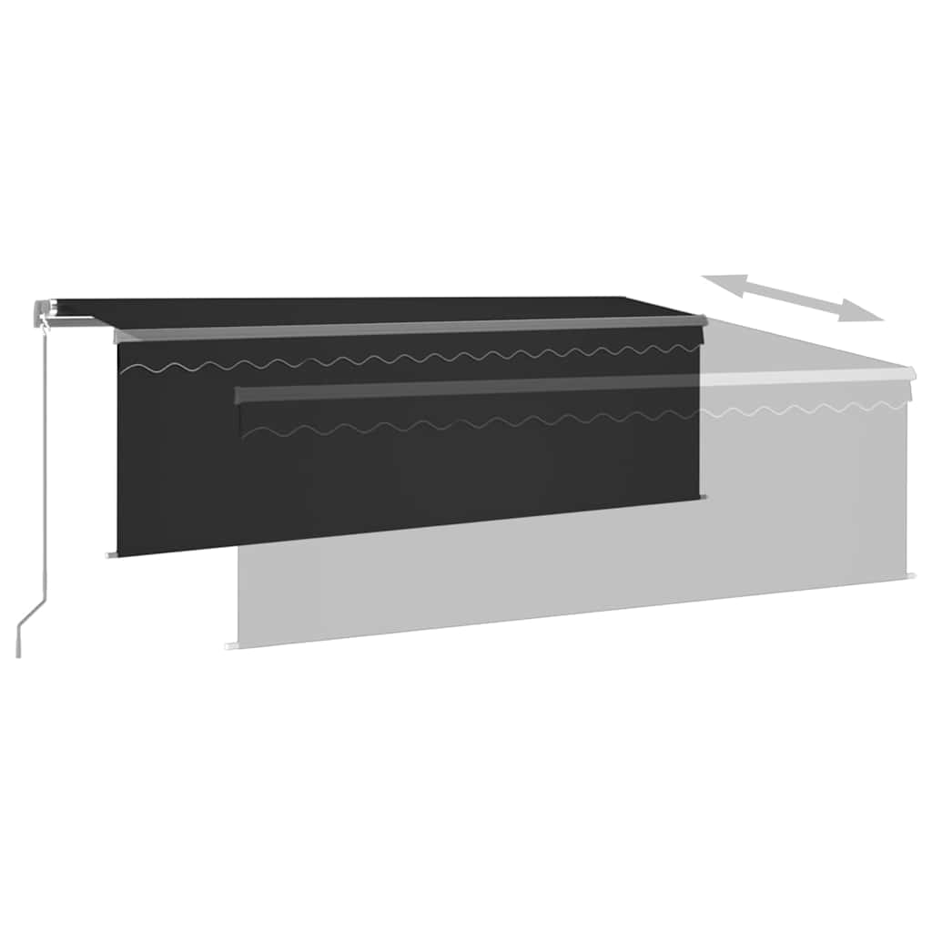 Markise Manuell Einziehbar mit Rollo & LED 4,5x3 m Anthrazit