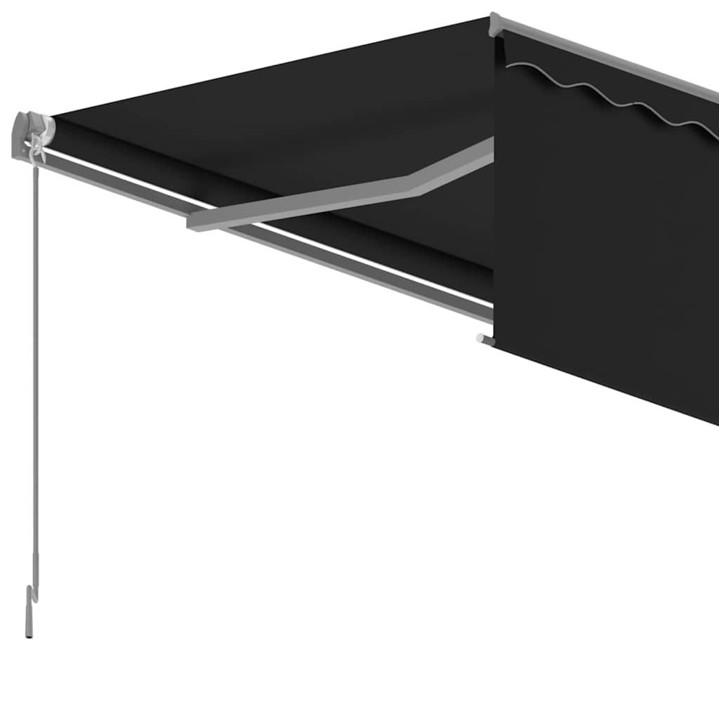 Markise Manuell Einziehbar mit Rollo 5x3 m Anthrazit