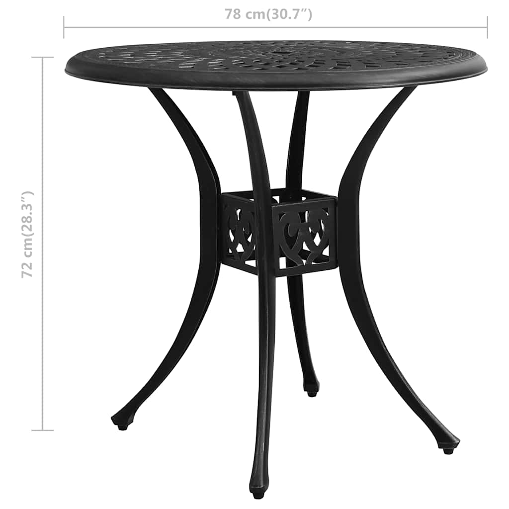 3-tlg. Bistro-Set Aluminiumguss Schwarz
