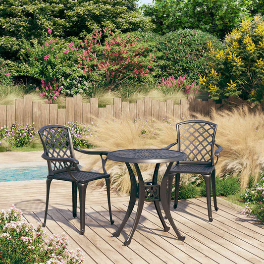 3-tlg. Bistro-Set Aluminiumguss Schwarz