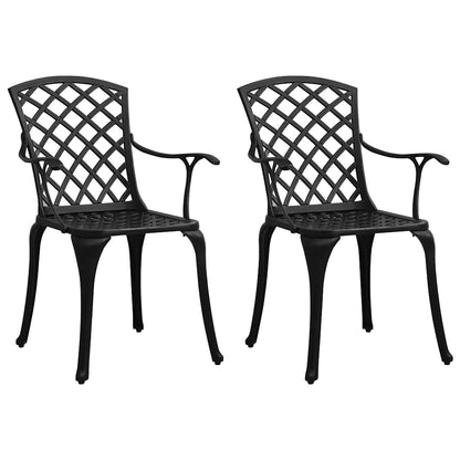 3-tlg. Bistro-Set Aluminiumguss Schwarz