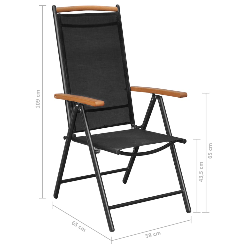7-tlg. Garten-Essgruppe Aluminium Schwarz