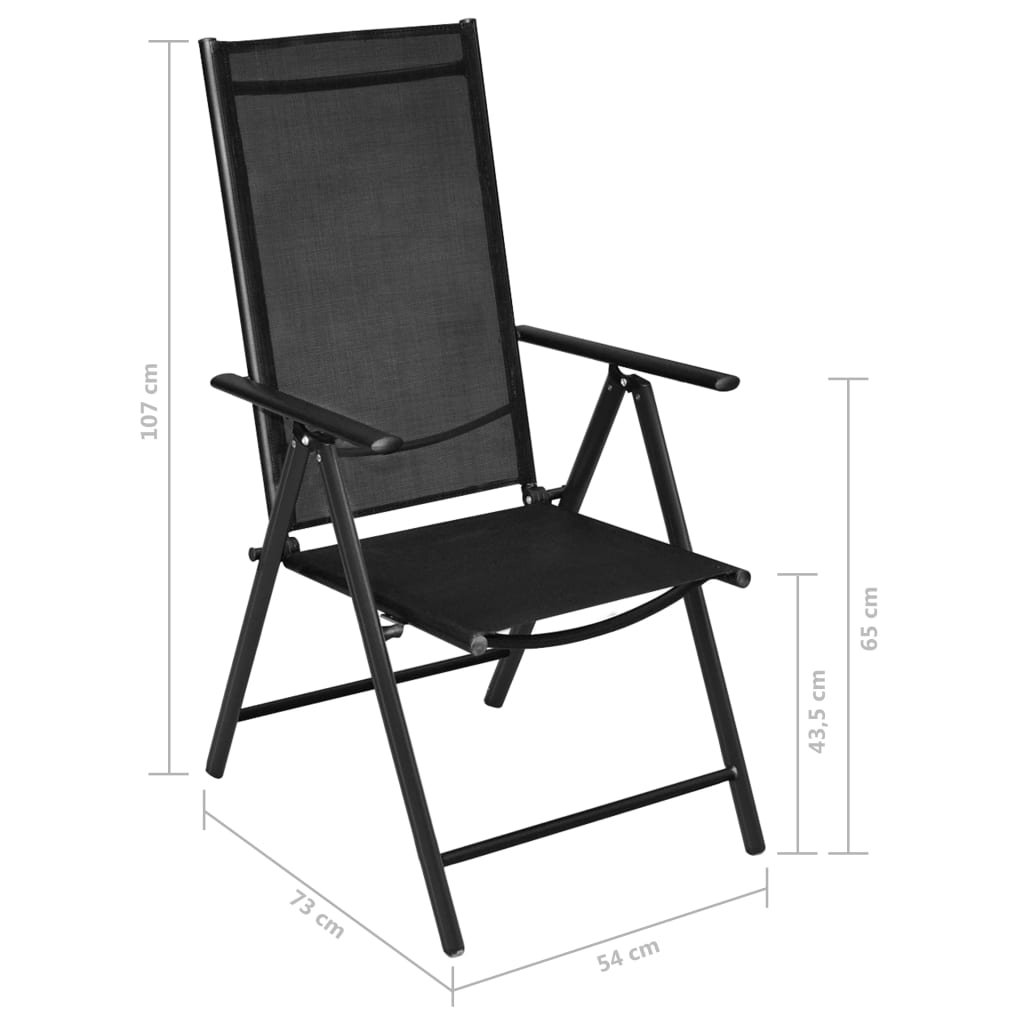 5-tlg. Garten-Essgruppe Aluminium Silbern und Schwarz
