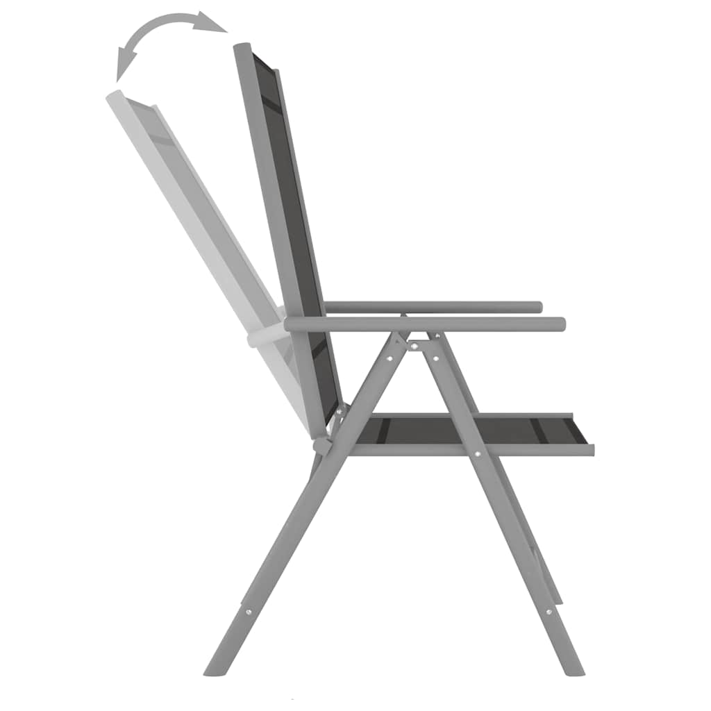 5-tlg. Garten-Essgruppe Aluminium Silbern und Schwarz