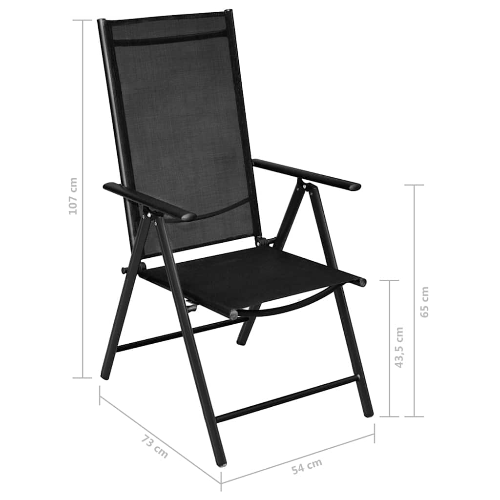 7-tlg. Garten-Essgruppe Aluminium Silbern und Schwarz