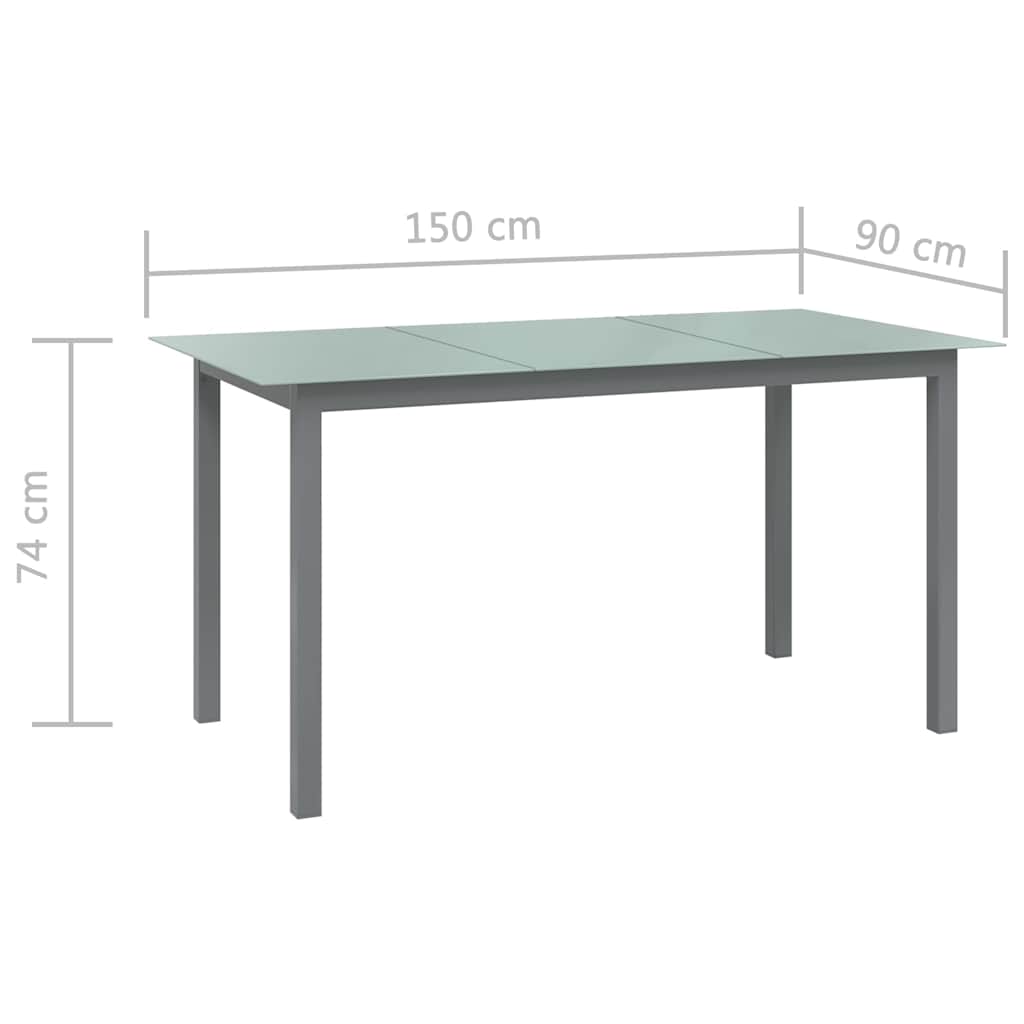 7-tlg. Garten-Essgruppe Aluminium Silbern und Schwarz