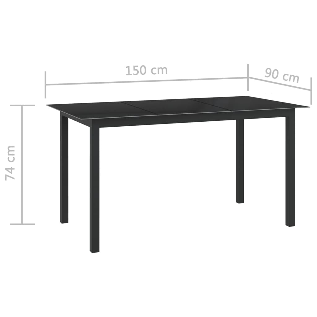 7-tlg. Garten-Essgruppe Aluminium Anthrazit