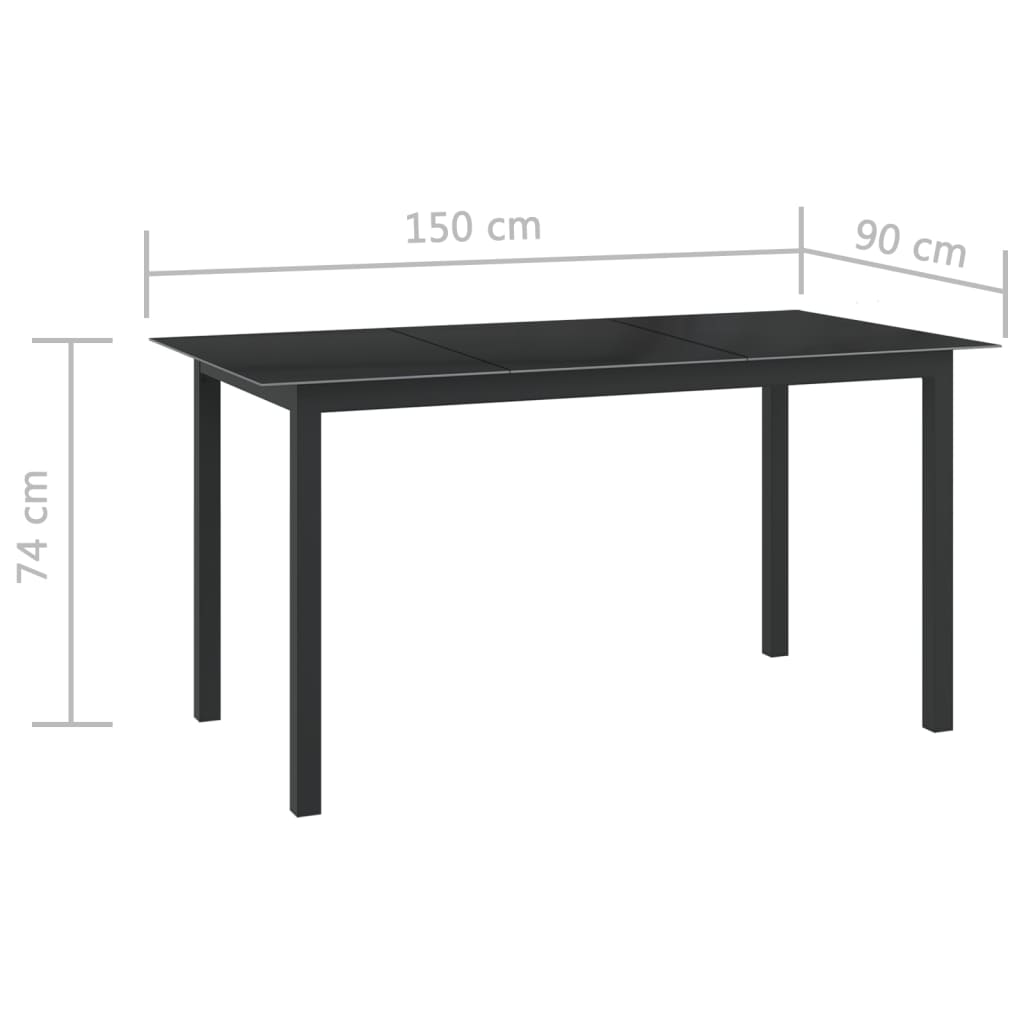 7-tlg. Garten-Essgruppe Aluminium Anthrazit