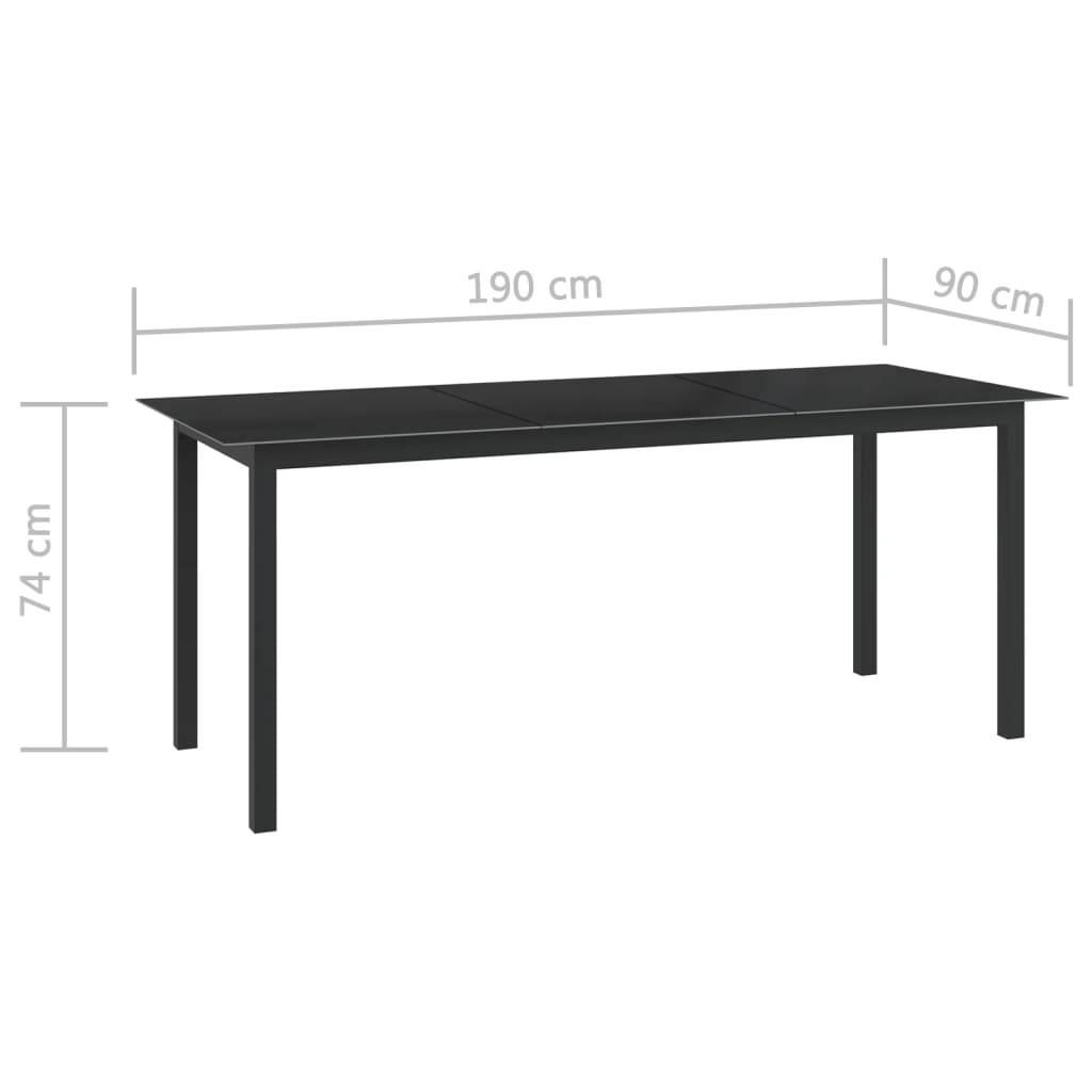 9-tlg. Garten-Essgruppe Aluminium Anthrazit