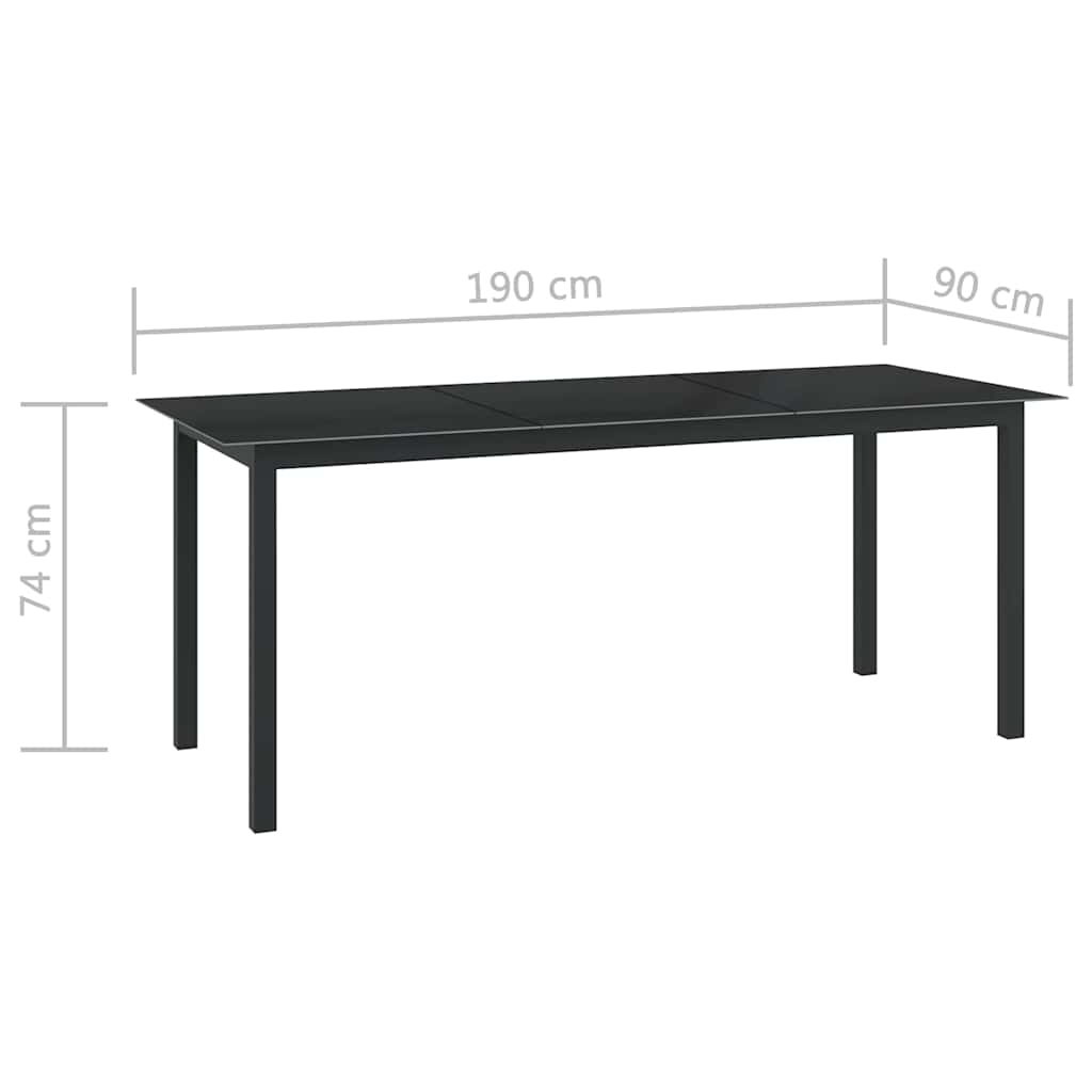 9-tlg. Garten-Essgruppe Aluminium Anthrazit