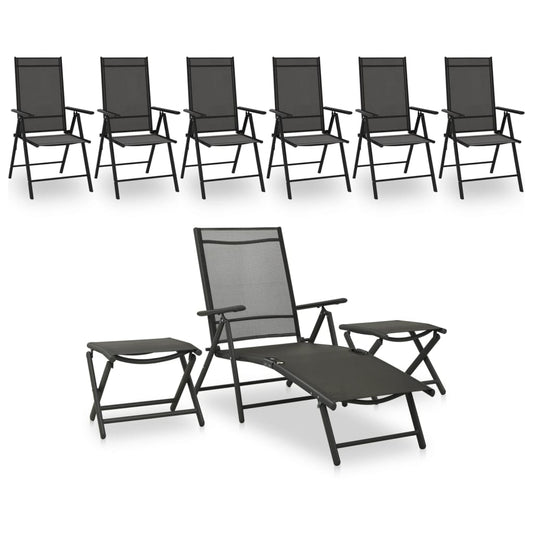 9-tlg. Garten-Lounge-Set Schwarz und Anthrazit