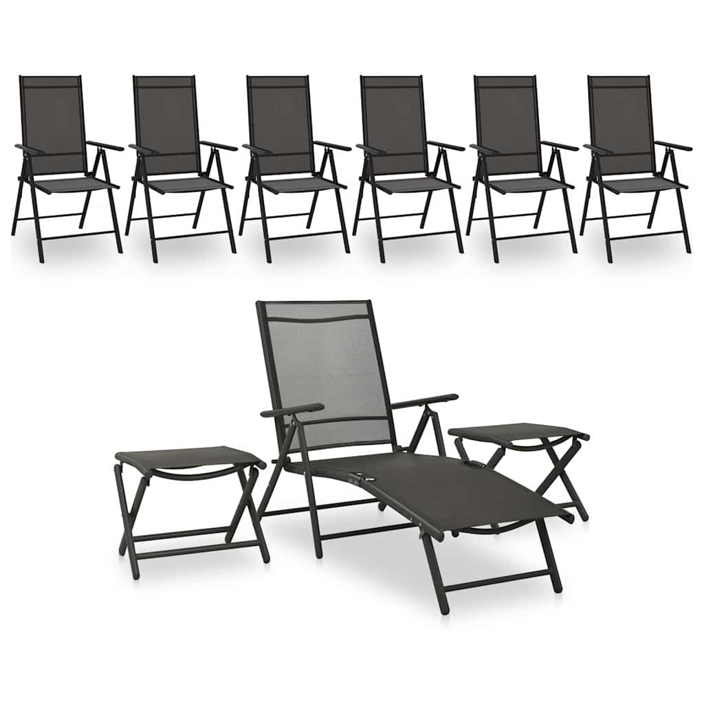 9-tlg. Garten-Lounge-Set Schwarz und Anthrazit