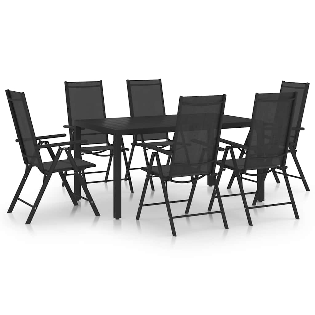 7-tlg. Garten-Essgruppe Aluminium Schwarz