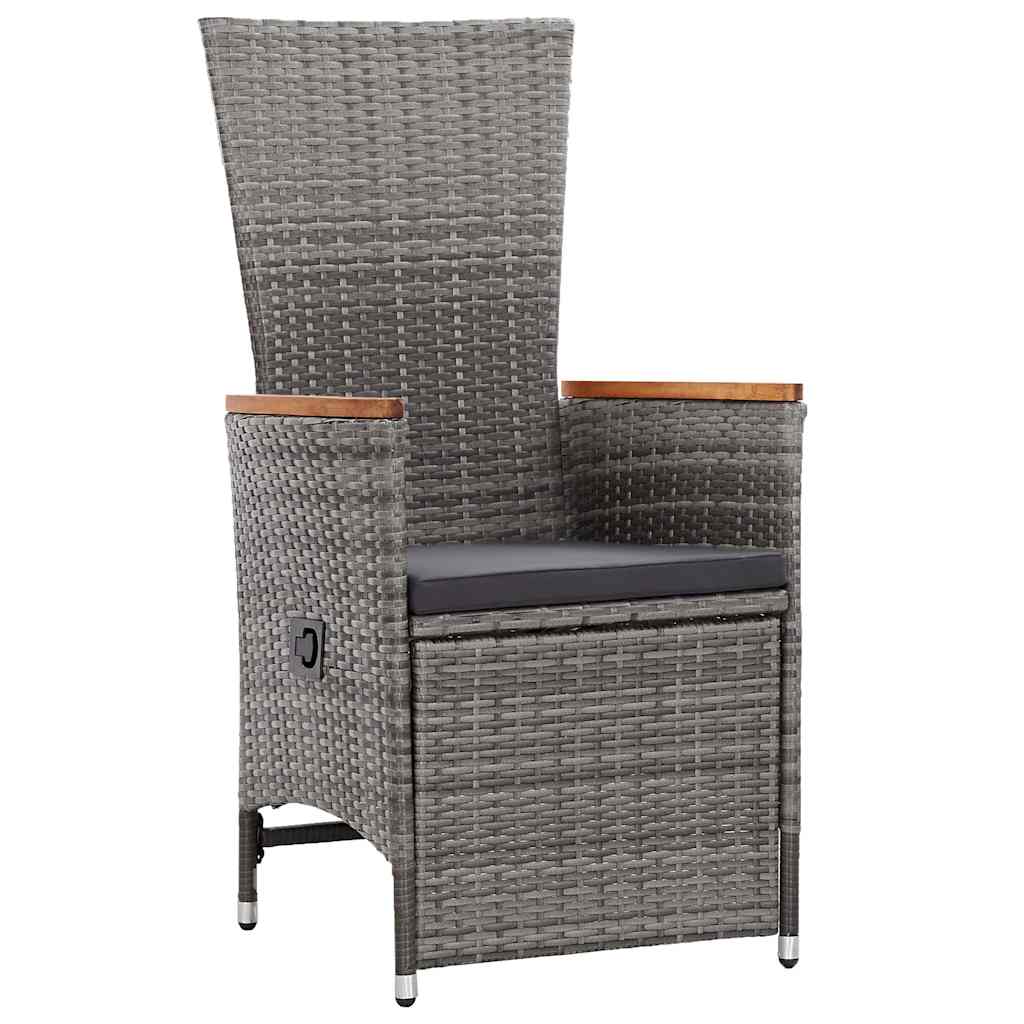 7-tlg. Garten-Essgruppe Poly Rattan Grau