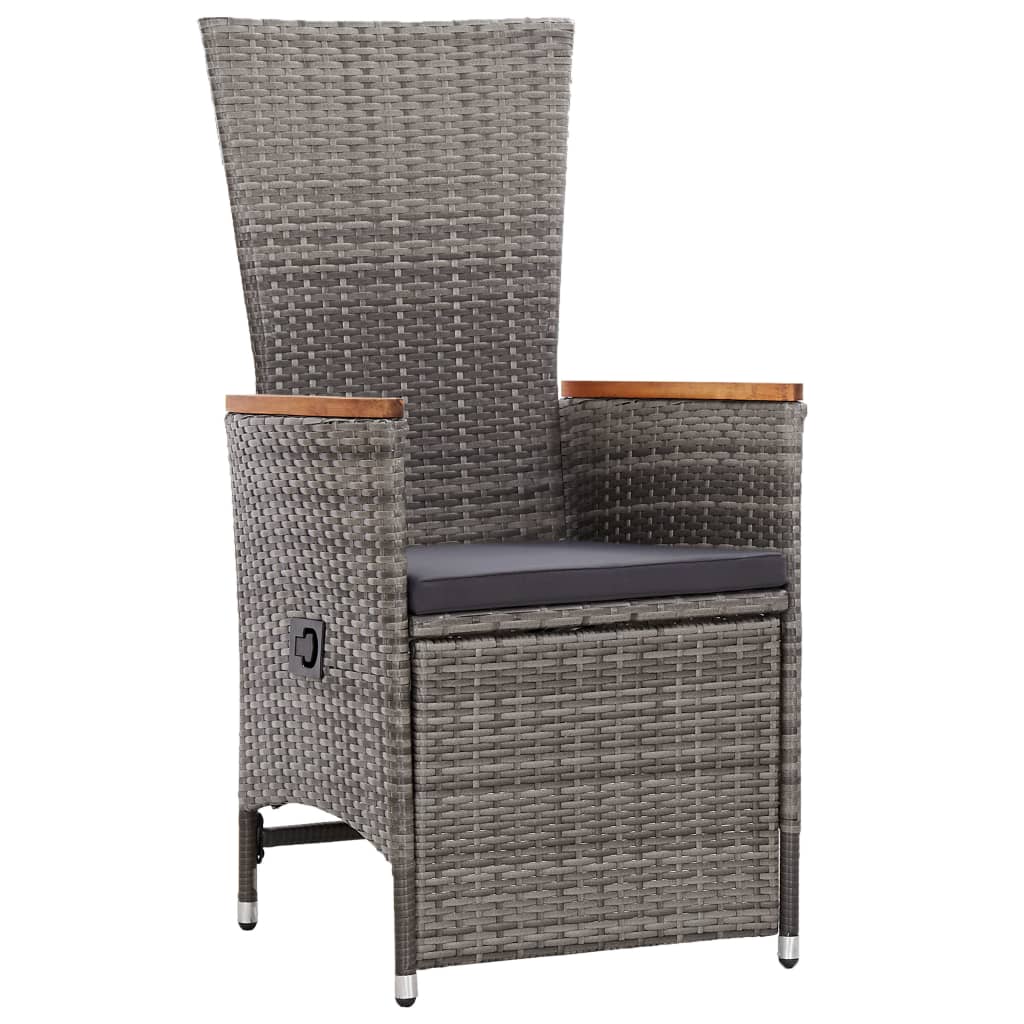 7-tlg. Garten-Essgruppe Poly Rattan Grau