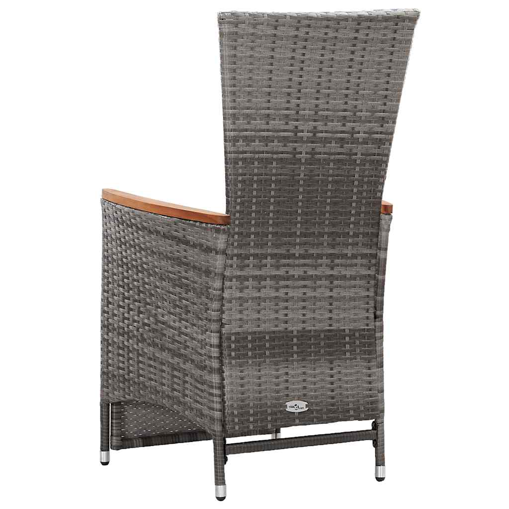 7-tlg. Garten-Essgruppe Poly Rattan Grau