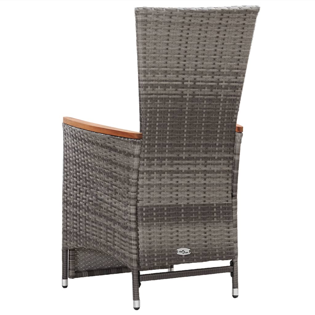 7-tlg. Garten-Essgruppe Poly Rattan Grau