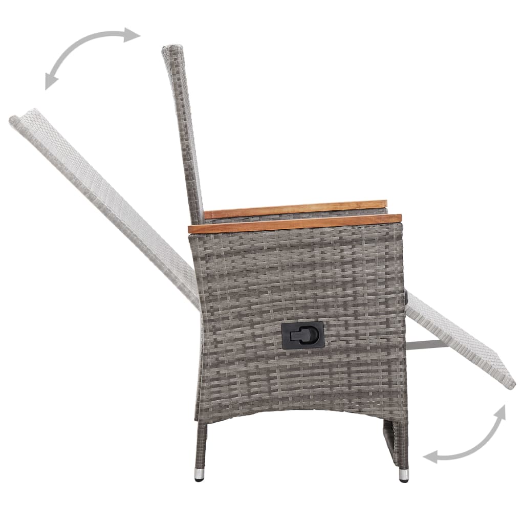 7-tlg. Garten-Essgruppe Poly Rattan Grau
