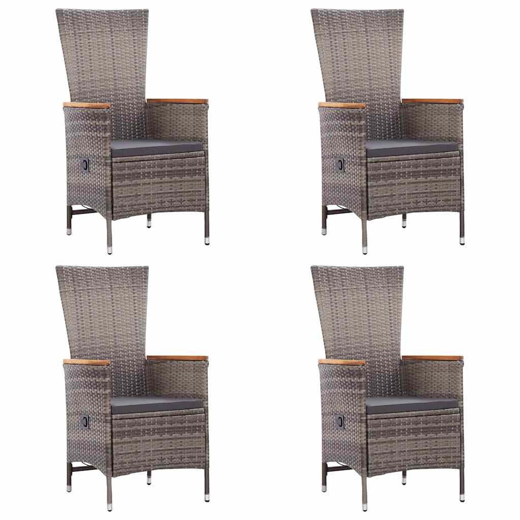 7-tlg. Garten-Essgruppe Poly Rattan Grau