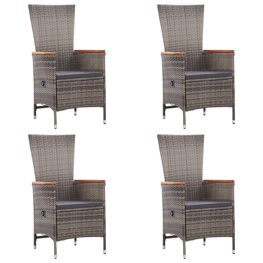 7-tlg. Garten-Essgruppe Poly Rattan Grau