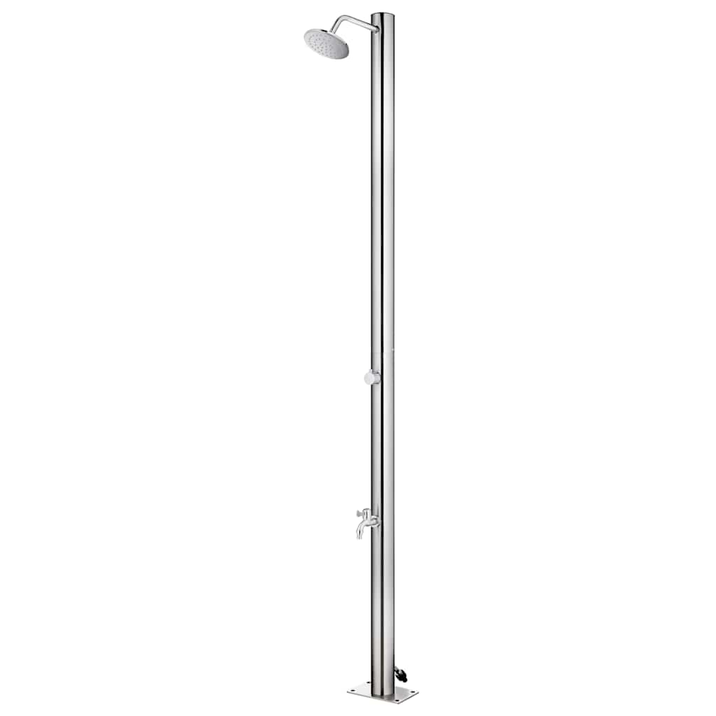 Gartendusche mit Brauner Bodenplatte 220 cm Edelstahl
