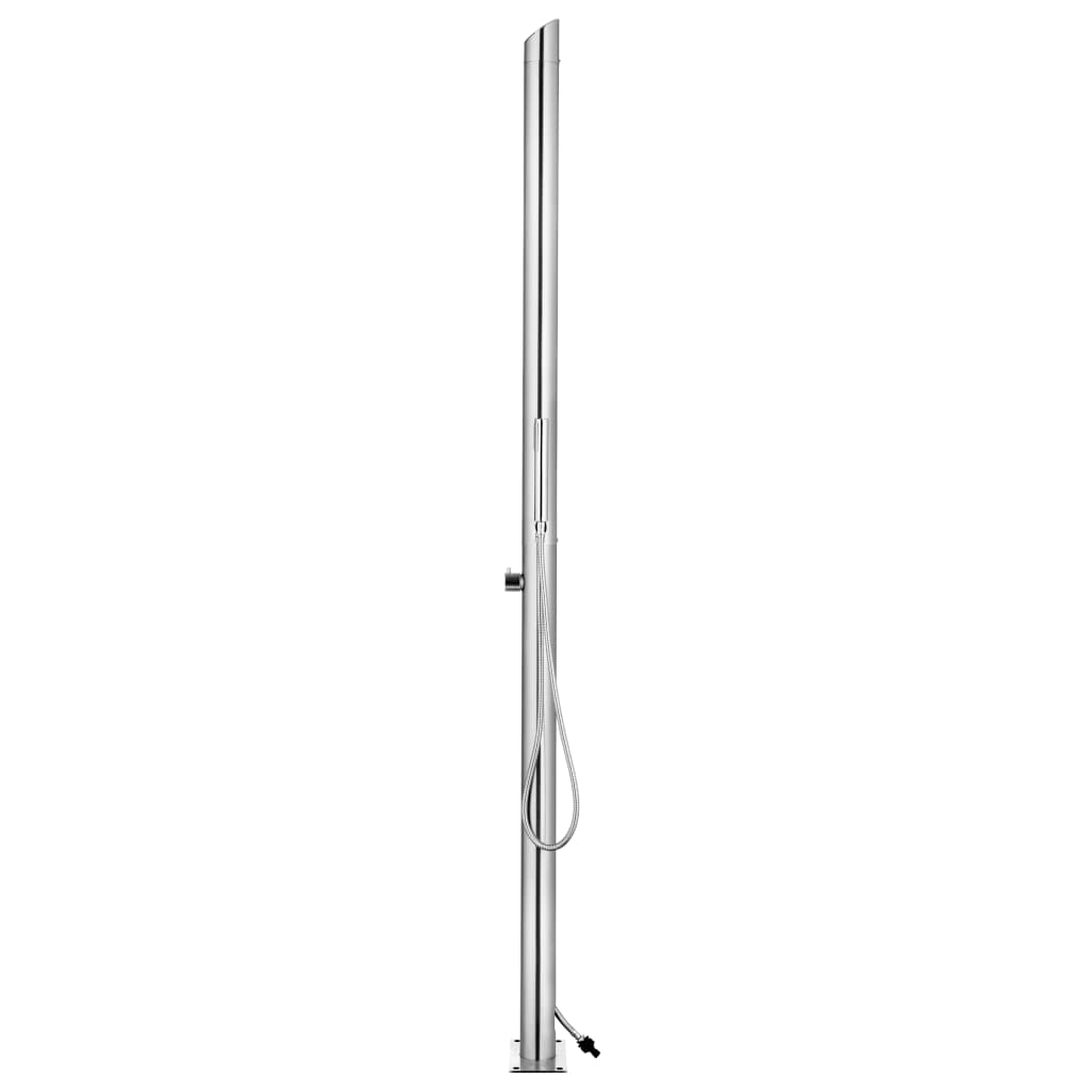 Gartendusche mit Brauner Bodenplatte 225 cm Edelstahl