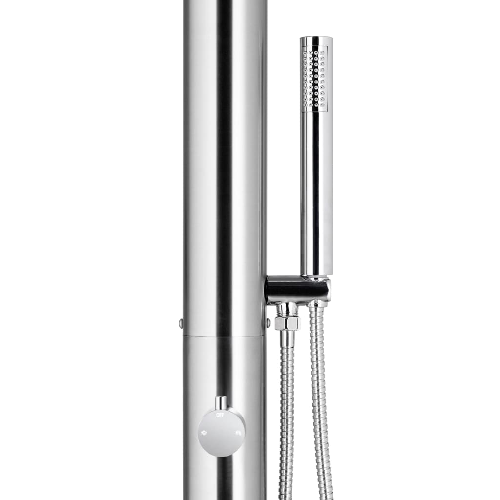 Gartendusche mit Brauner Bodenplatte 225 cm Edelstahl