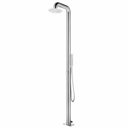 Gartendusche mit Grauer Bodenplatte 230 cm Edelstahl