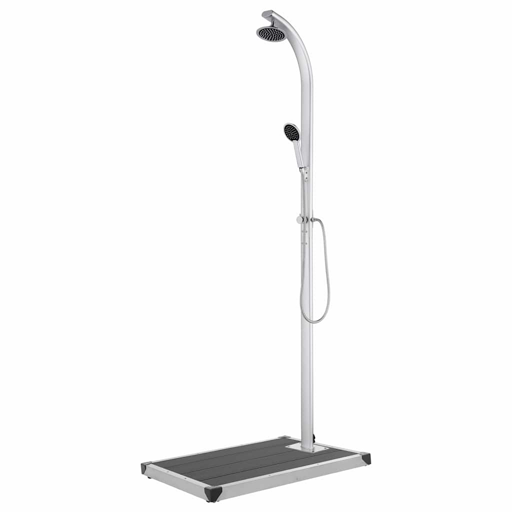 Gartendusche mit Grauer Bodenplatte 220 cm Aluminium