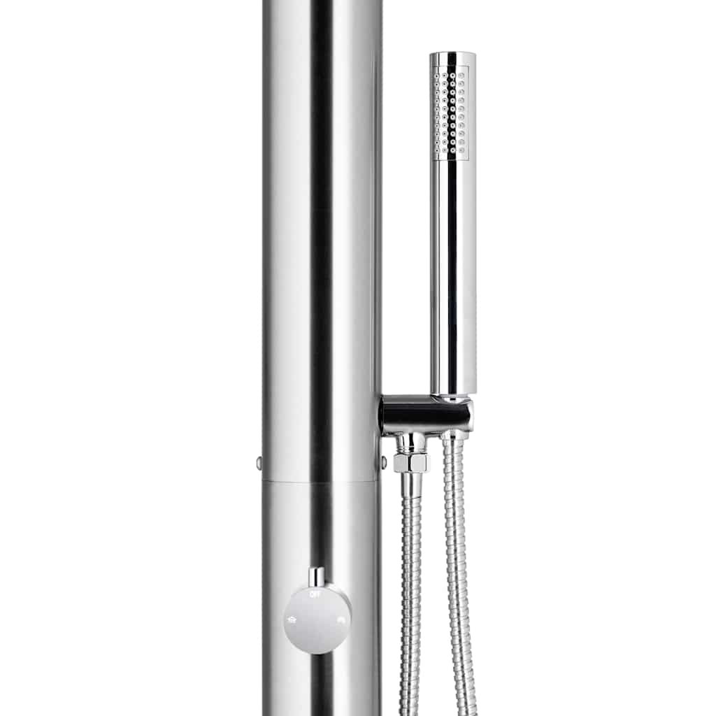 Gartendusche mit Brauner Bodenplatte 225 cm Edelstahl
