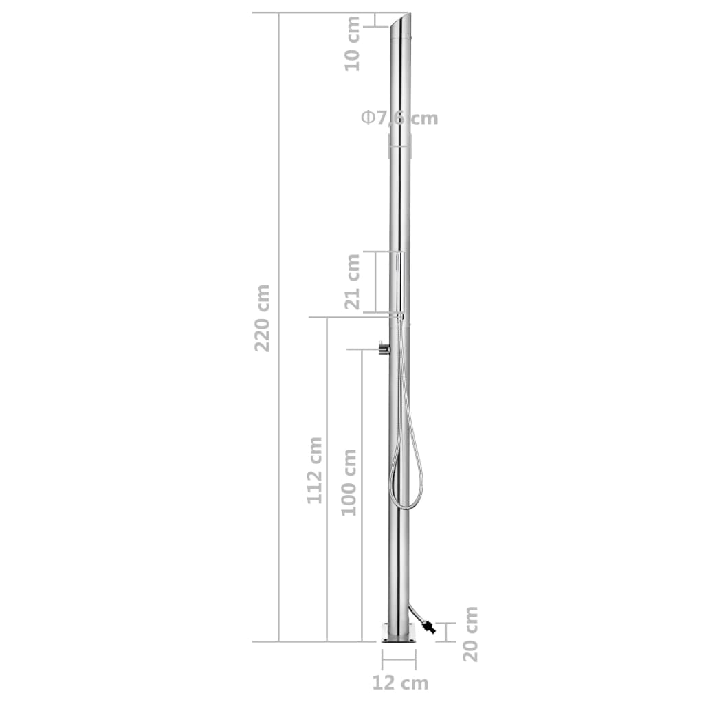 Gartendusche mit Grauer Bodenplatte 225 cm Edelstahl