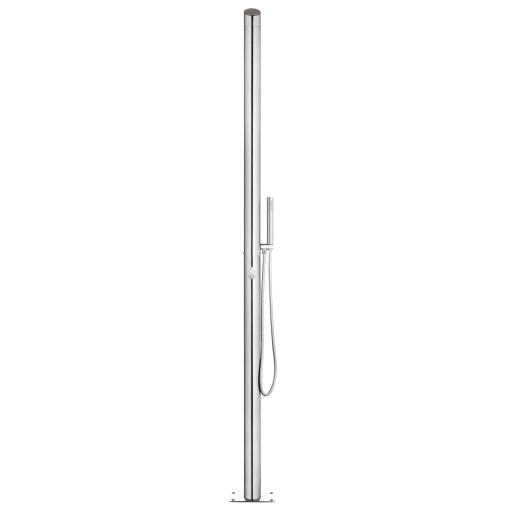 Gartendusche mit Grauer Bodenplatte 225 cm Edelstahl