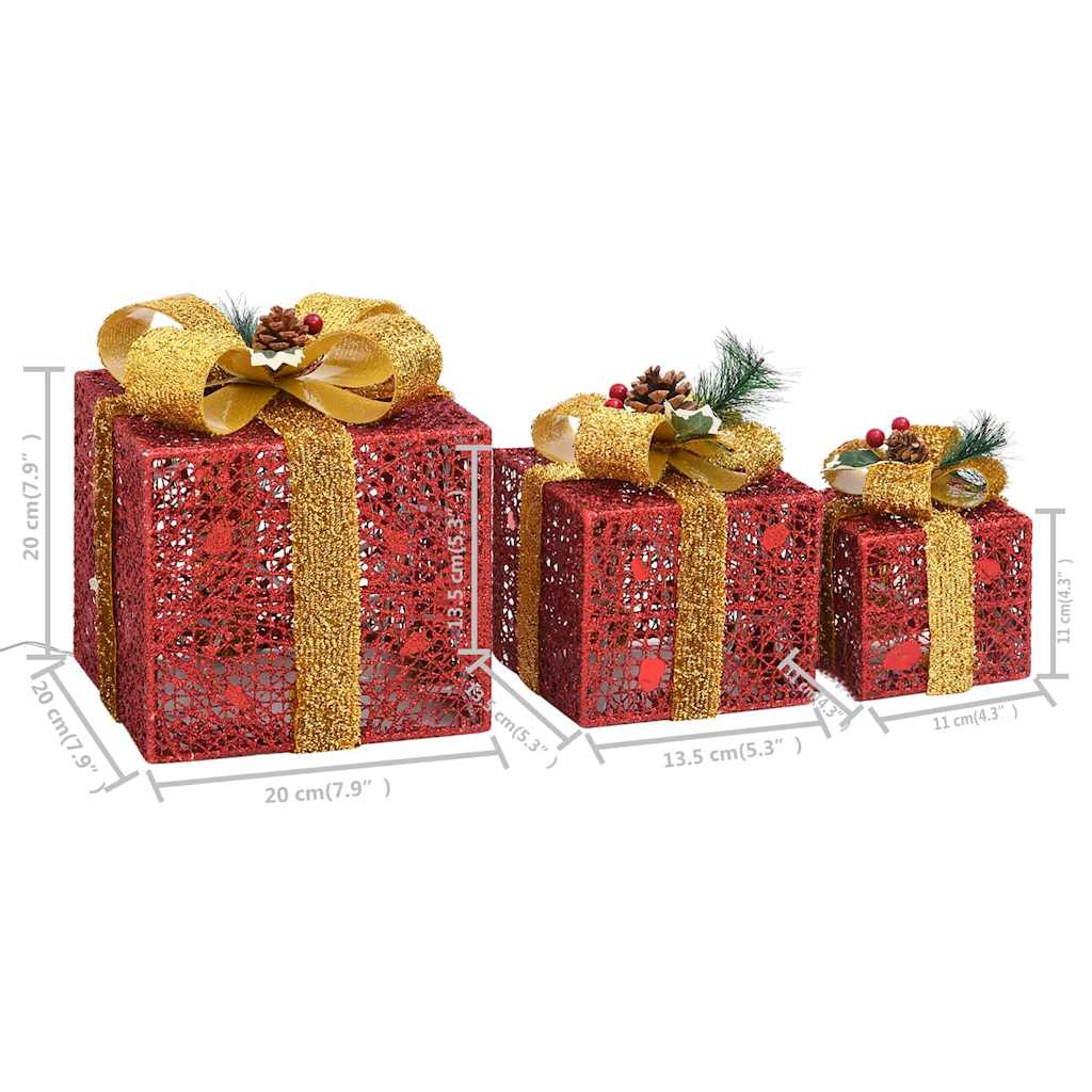 Geschenkboxen Deko-Set 3 Stk. Rot Outdoor Indoor