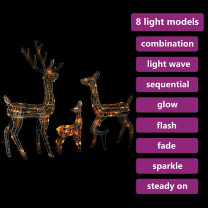 LED-Rentier-Familie Weihnachtsdeko Acryl 300 LED Bunt