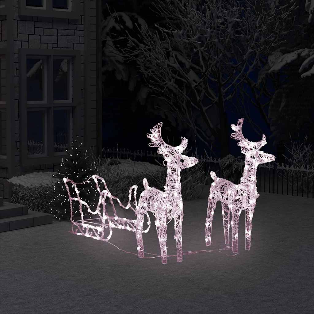 Rentiere & Schlitten Weihnachtsdekoration 160 LEDs 130 cm Acryl