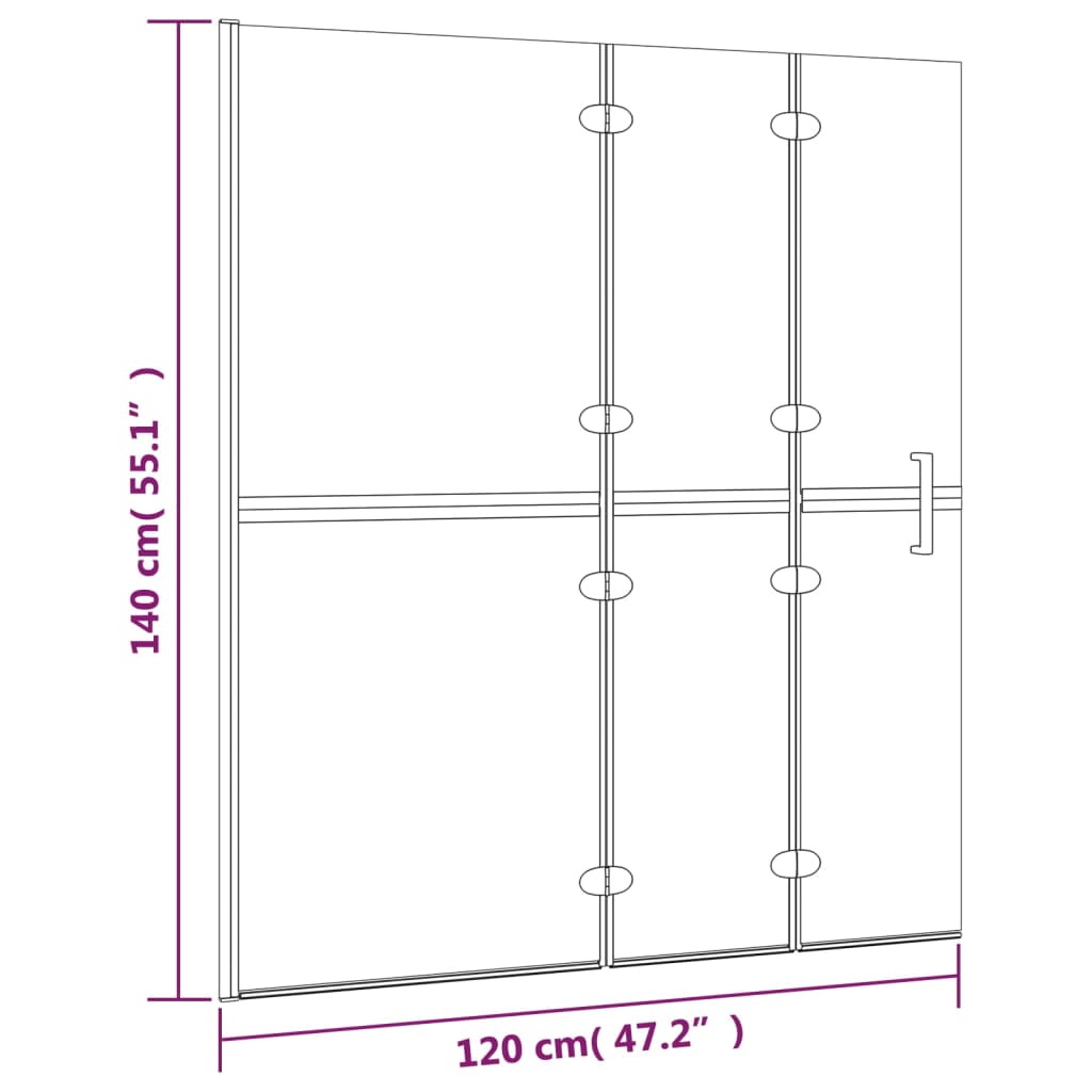 Faltbare Duschkabine ESG 120x140 cm Weiß