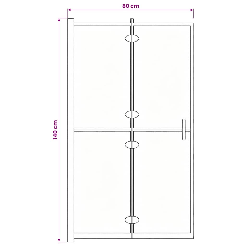 Faltbare Duschkabine ESG Schwarz 80x140 cm