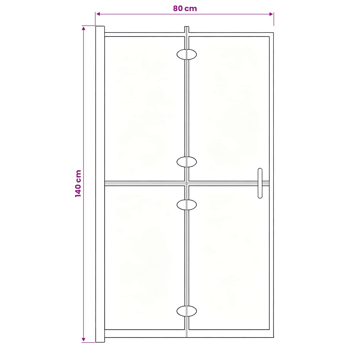 Faltbare Duschkabine ESG Schwarz 80x140 cm